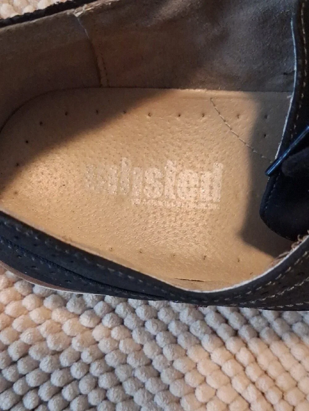 Unlisted Black Brogue Wingtip Derby Shoes with Tan Welt